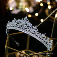 Cristal européen argent bandeau de mariage accessoires de cheveux de mariage diadèmes de zircon avec zircone cubique couronne de mariée